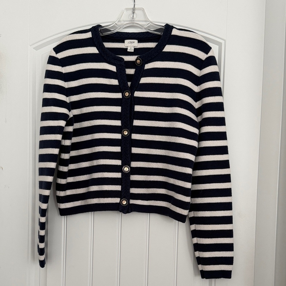 J. Crew Factory Striped Navy and White Lady Jacket
